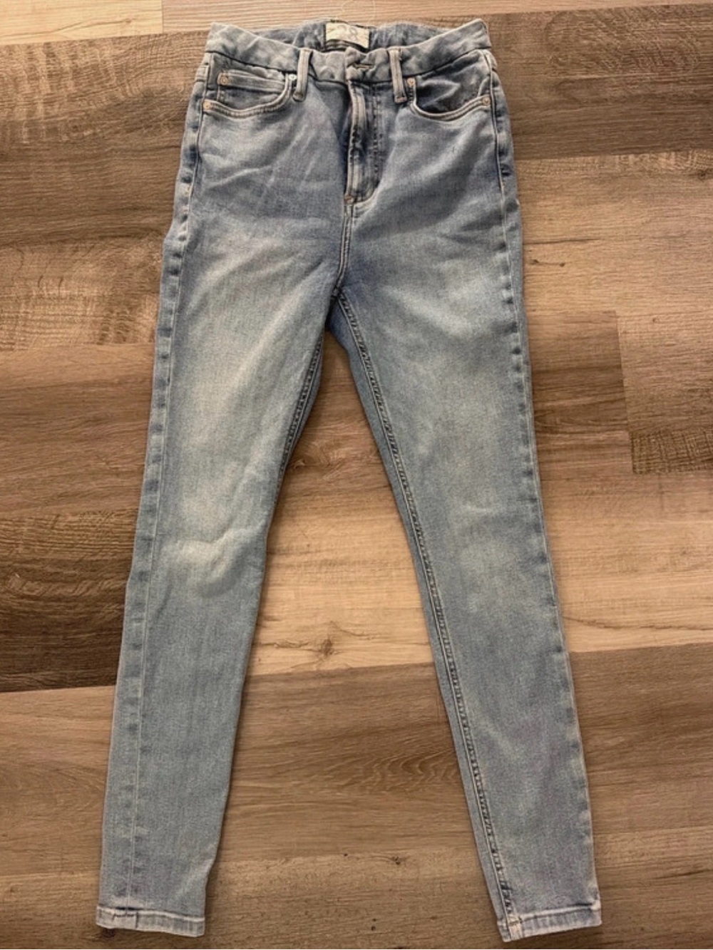 Free People Light Blue High-Rise Skinny Jeans
